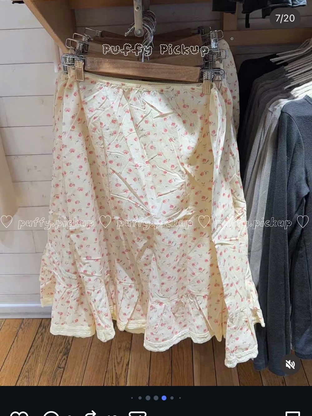Brandy Melville ruffle floral midi skirt with lace trim